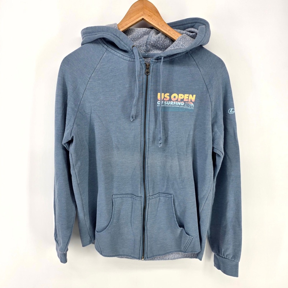 HSS US Open of Surfing Hoodie Mens Small Blue 2024 Huntington Beach Lexus Zip Up